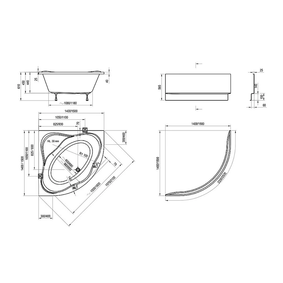 Ванна Ravak New Day без гидромассажа C651000000 140x140 см