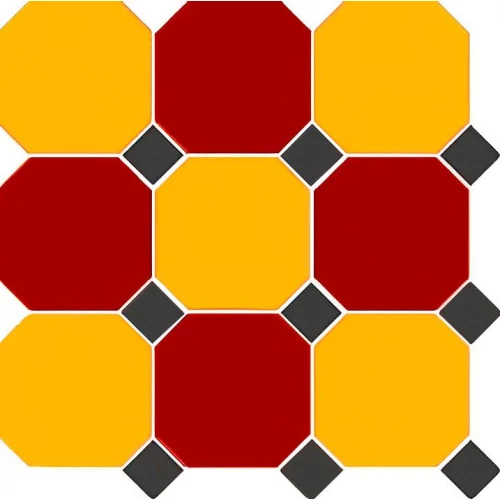 Керамогранит TopCer Оцтагон Нев Брицк Ред Очре Ыеллов Блацк Дотс / Octagon New 4421/20 Brick Red 20 Ochre Yellow 21 Black 14 Dots матовый красный OCT21/20 DOT14-B 30x30 см