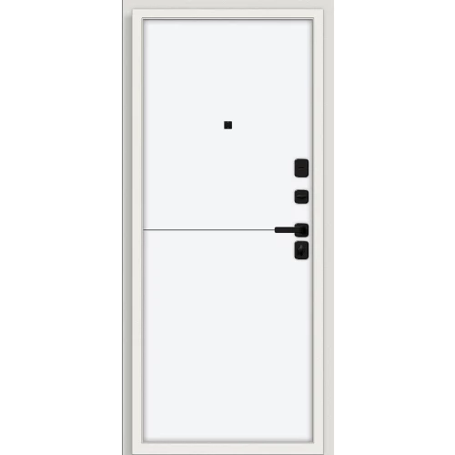 Входная дверь Bravo Аура/SBlack 205x86 Шагрень белая/White Silk правое открывание