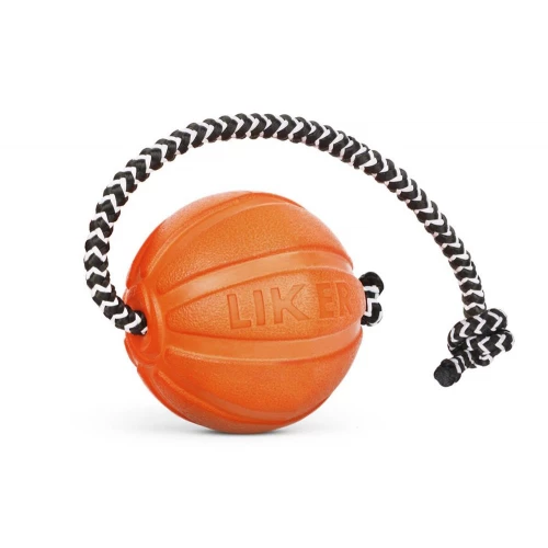 Игрушка для собак Puller Liker мячик корд на шнуре оранжевый 6296 7 см