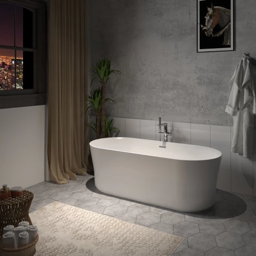 Ванна акриловая Azario Kenston свободностоящая в комплекте с сифоном и металлической рамой KEN17080 170х80х60 см