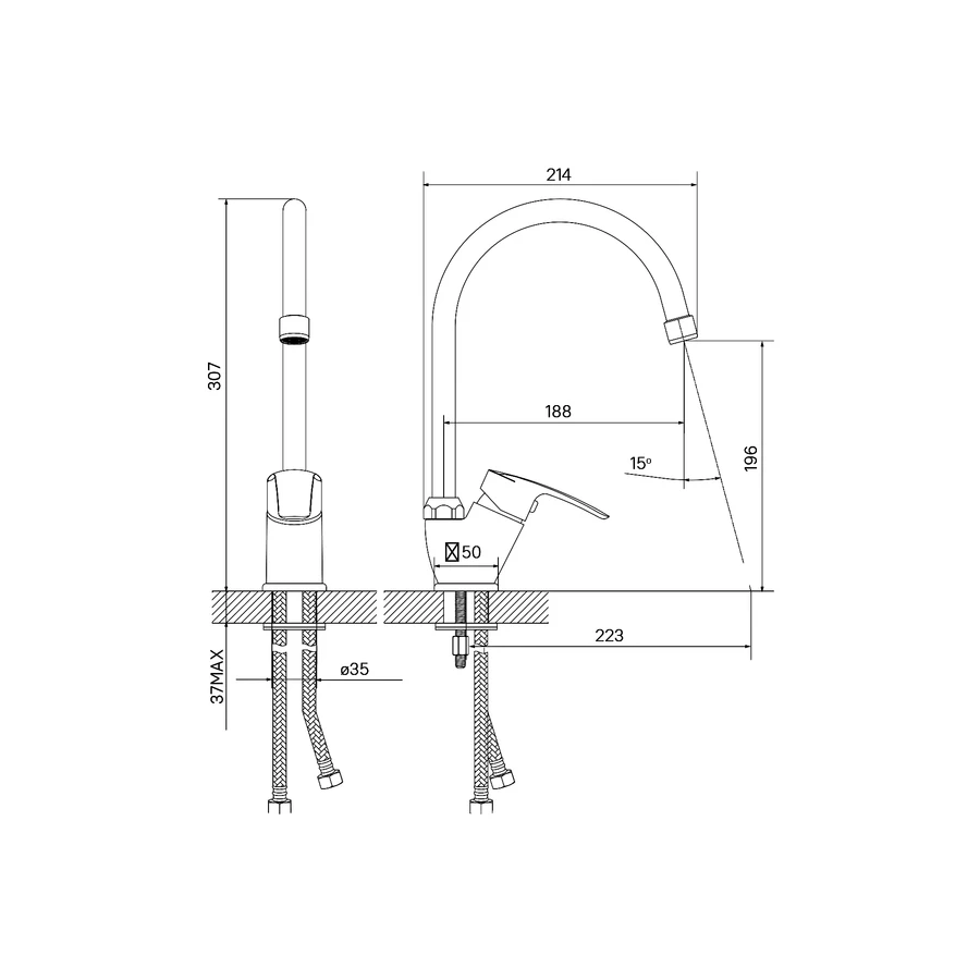 Смеситель для кухни Iddis Ray RAYSB00i05 хром