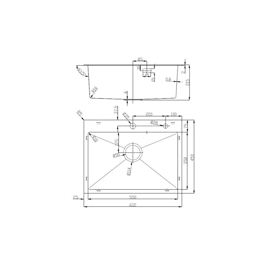 Кухонная мойка D&K нержавеющая сталь сатин DKS604504