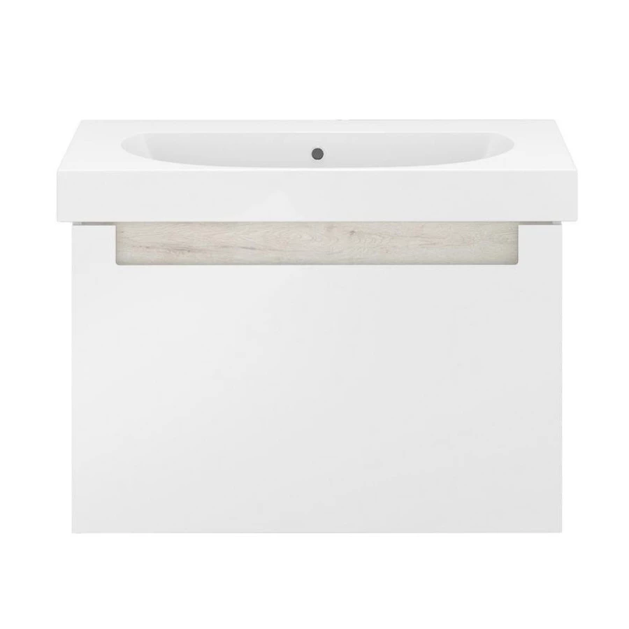 Тумба Kerama Marazzi Buongiorno plus подвесная с ящиками 80 белая глянцевая-дуб Кантри BGP.80.1+1\WHT