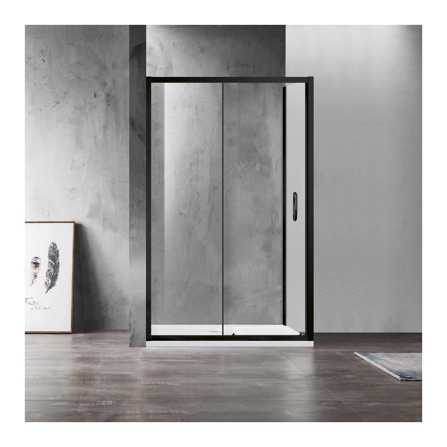 Душевое ограждение Azario Milton без поддона прозрачное стекло 6 мм открывание налево цвет профиля черный AZ-ND1131-L 1200 black 120х80х200 см
