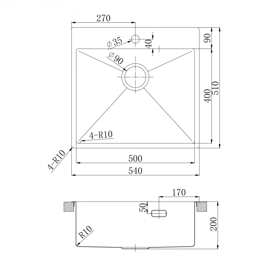 Кухонная мойка Lemark Janga 540 прямоугольная из нержавеющей стали сталь 9937109