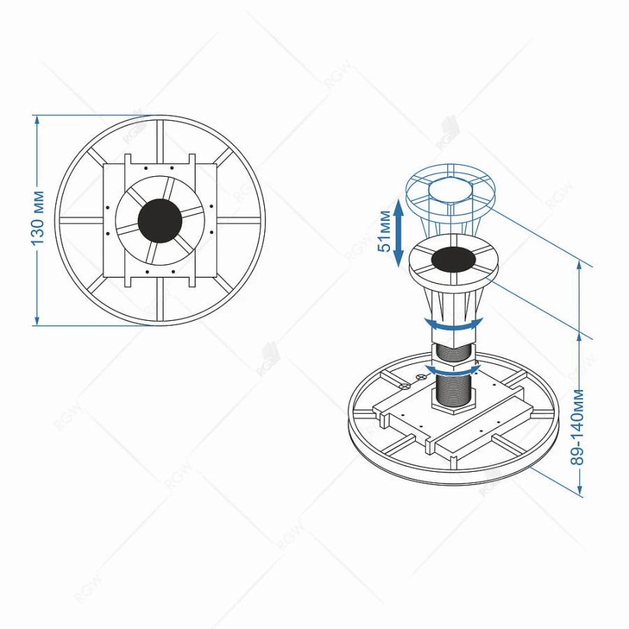 Ножки для поддона RGW N-01 10 W 03230111-01