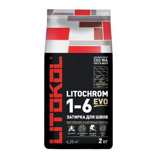 Затирка для швов Litokol Litochrom 1-6 EVO LE.145 черный уголь L0500170002 2 кг