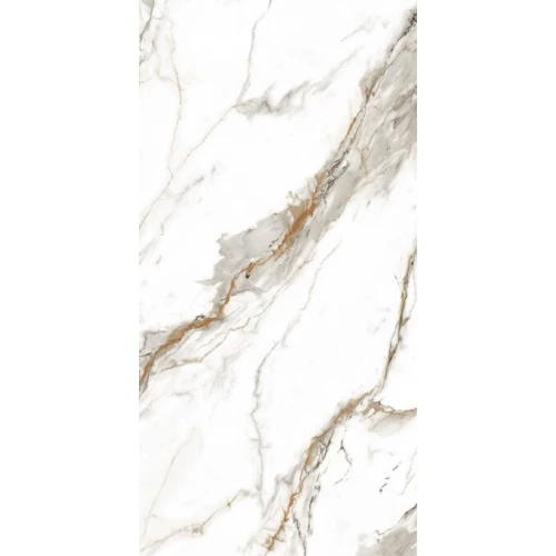 Керамогранит Planet Ceramics UKW 003 глянцевый с золотом белый 120х60 см