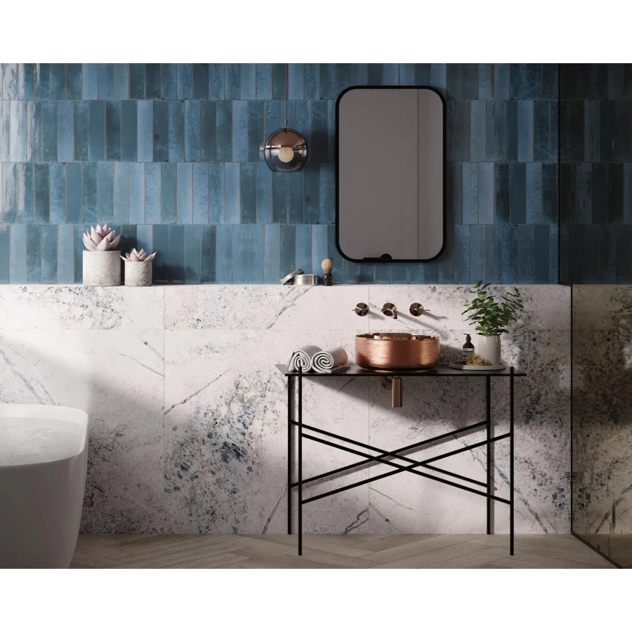 Керамогранит Dune Ceramica Agadir Lago глянцевый синий 188548 28х7 см