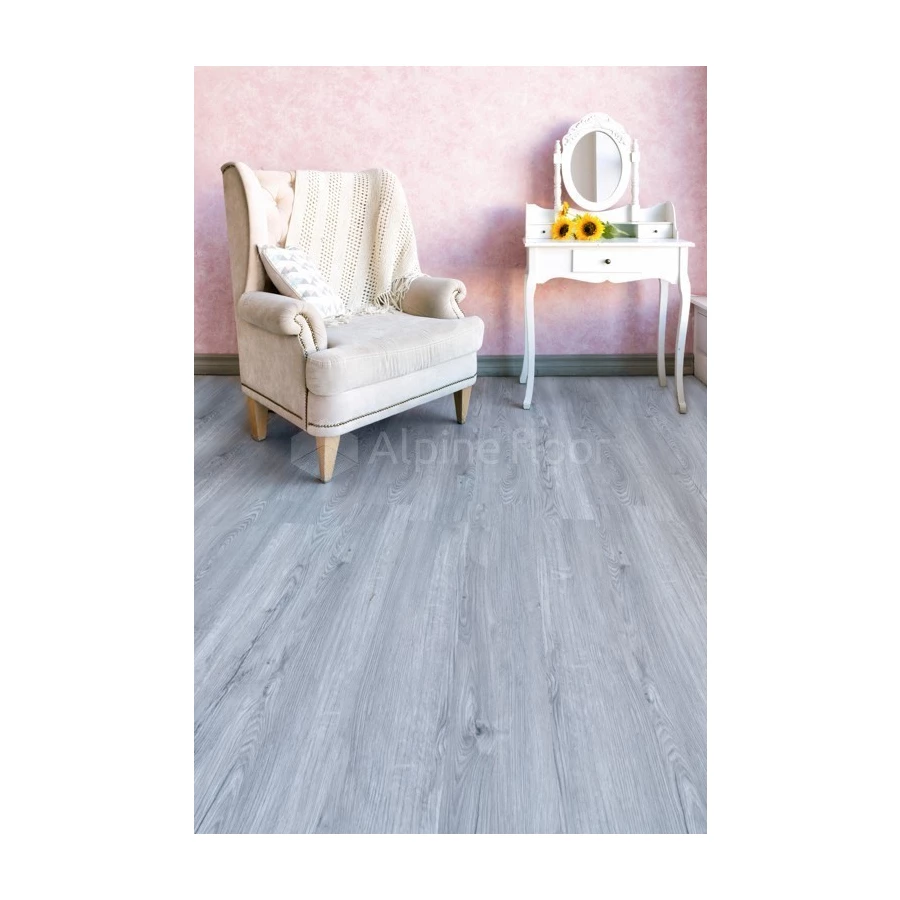 Плитка кварцвиниловая Alpine Floor Sequoia LVT синхронное тиснение Титан ЕСО 6-1 LVT 43 класс 3.2/4 мм 2.245 кв.м 121.9х18.4 см