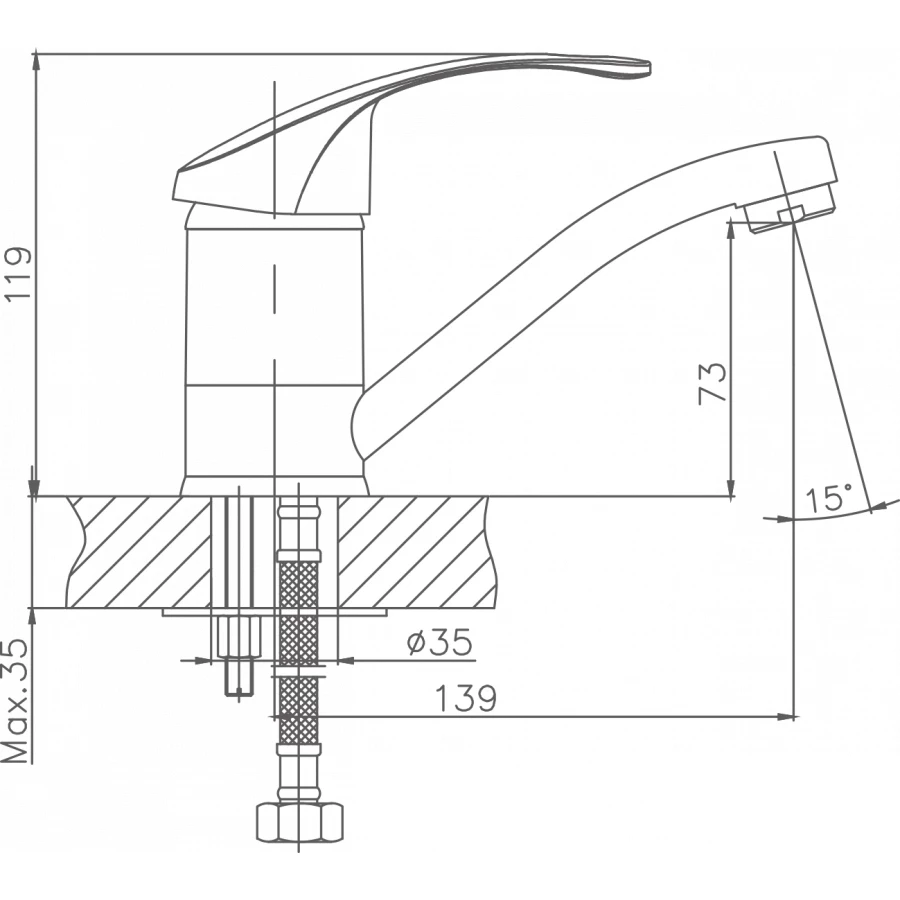Смеситель Cron для кухни хром CN4521