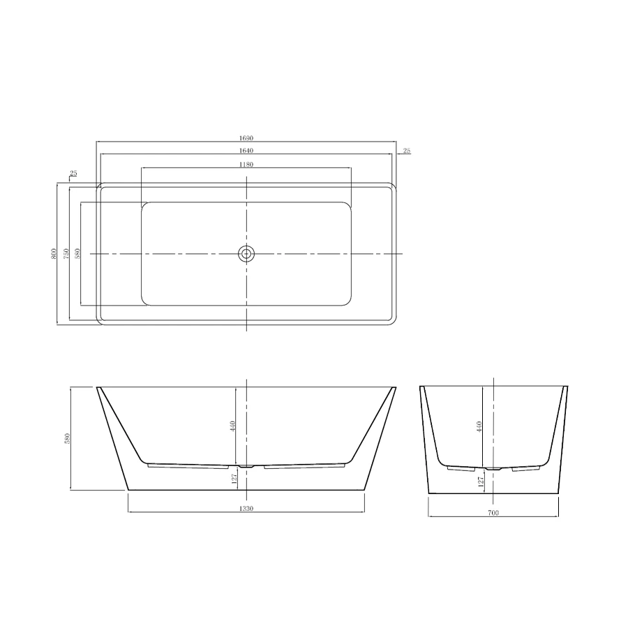 Ванна акриловая Azario Lincoln свободностоящая в комплекте с сифоном и металлической рамой LIN17080 169х80х58 см