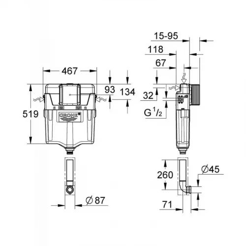 Бачок скрытого монтажа Grohe GD2 38661000