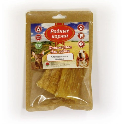 Лакомство для собак мелких пород Родные корма становая жила говяжья сушеная в дровяной печи 011201 35 г