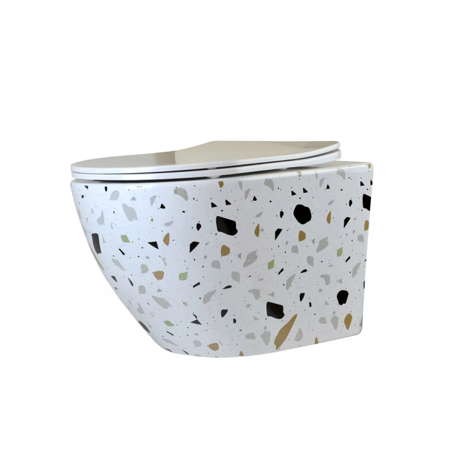 Унитаз подвесной безободковый Bronze de Luxe Terrazzo крышка белая 2092-W разноцветный