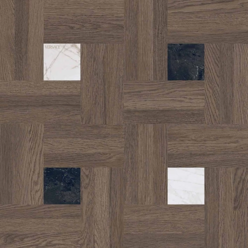 Керамогранит Versace Leatherwood Chesterfield Ebony Nat 3D R матовый коричневый PF60020119 60х60 см