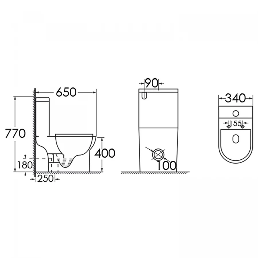Унитаз-компакт Azario Fretta Round N напольный безободковый c быстросъемным сиденьем микролифт AZ-1038A N 34х65х77 см