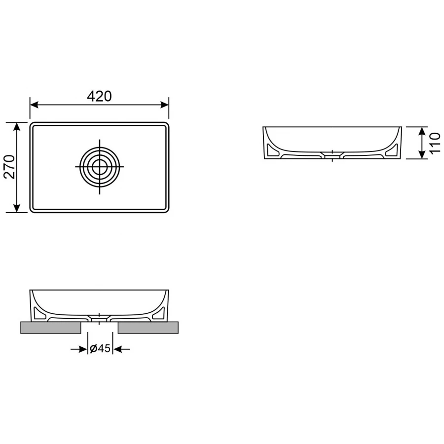 Накладная раковина Wellsee Pure BY Wellsee 150701000 белый глянцевый