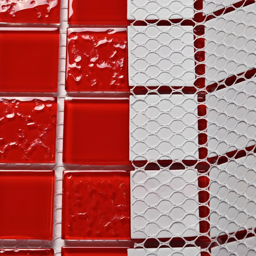 Мозаика Bonaparte Стеклянная мозаика Red Rose 25х25 глянцевая красная 30х30 см