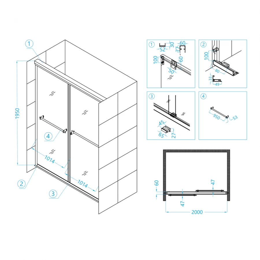 Душевая дверь RGW TO-10 01071020-11 2000 прозрачное