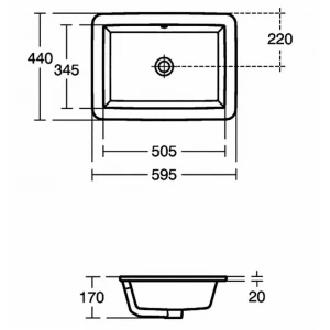 Умывальник Ideal Standard Strada встраиваемый под столешницу K077901 59x43 см