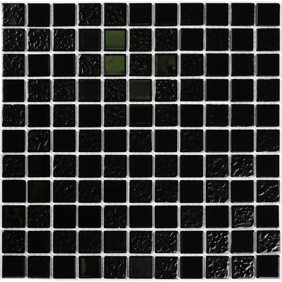Мозаика Bonaparte Стеклянная мозаика Black Rose 25х25 глянцевая черная 30х30 см