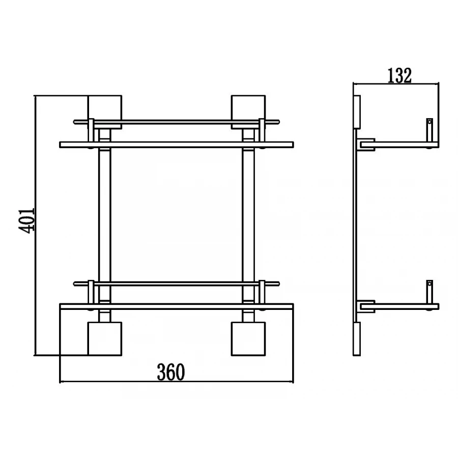 Полка прямая двойная стеклянная Savol 65с S-06522C 40 см