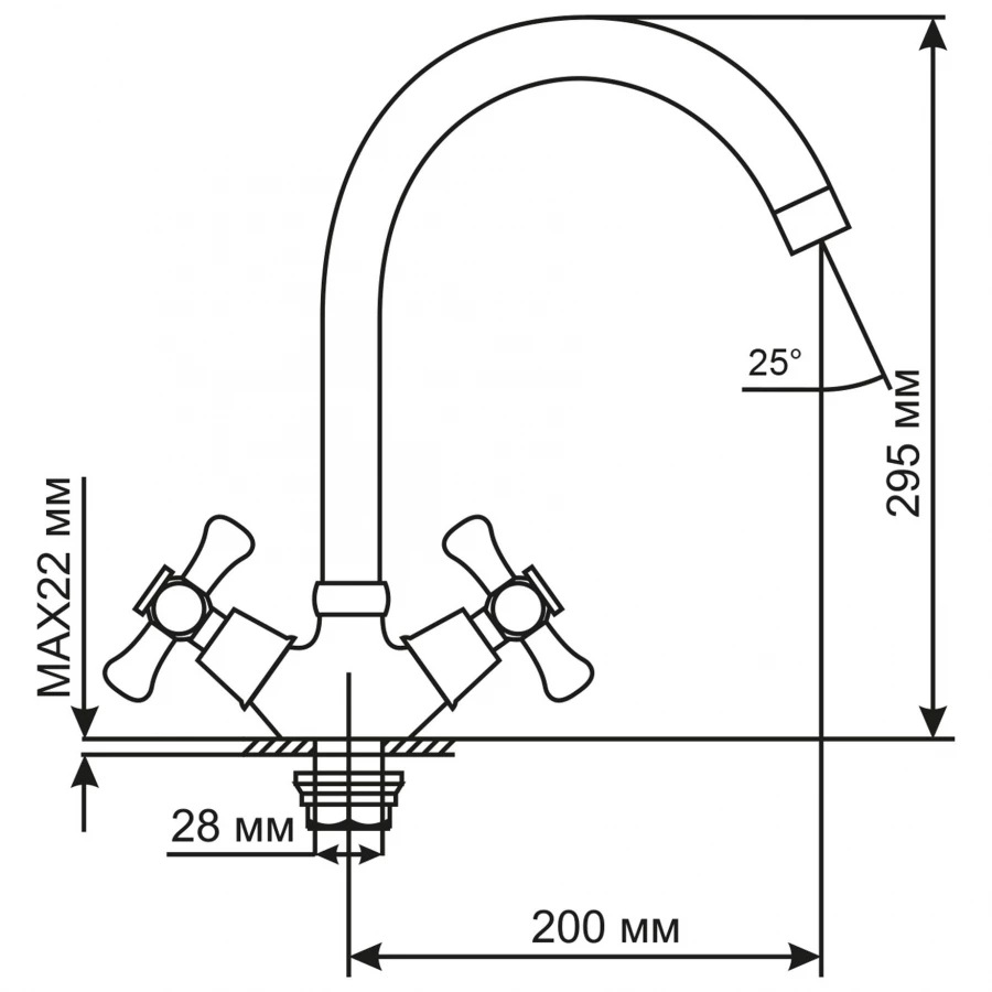 Смеситель для кухни MixLine ML10-032 высокий излив 529850 хром