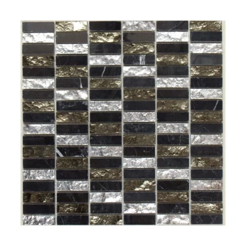 Мозаика из натурального камня Art&Natura Equilibrio сетка 15x48x8 глянцевая черная 017 30х30 см