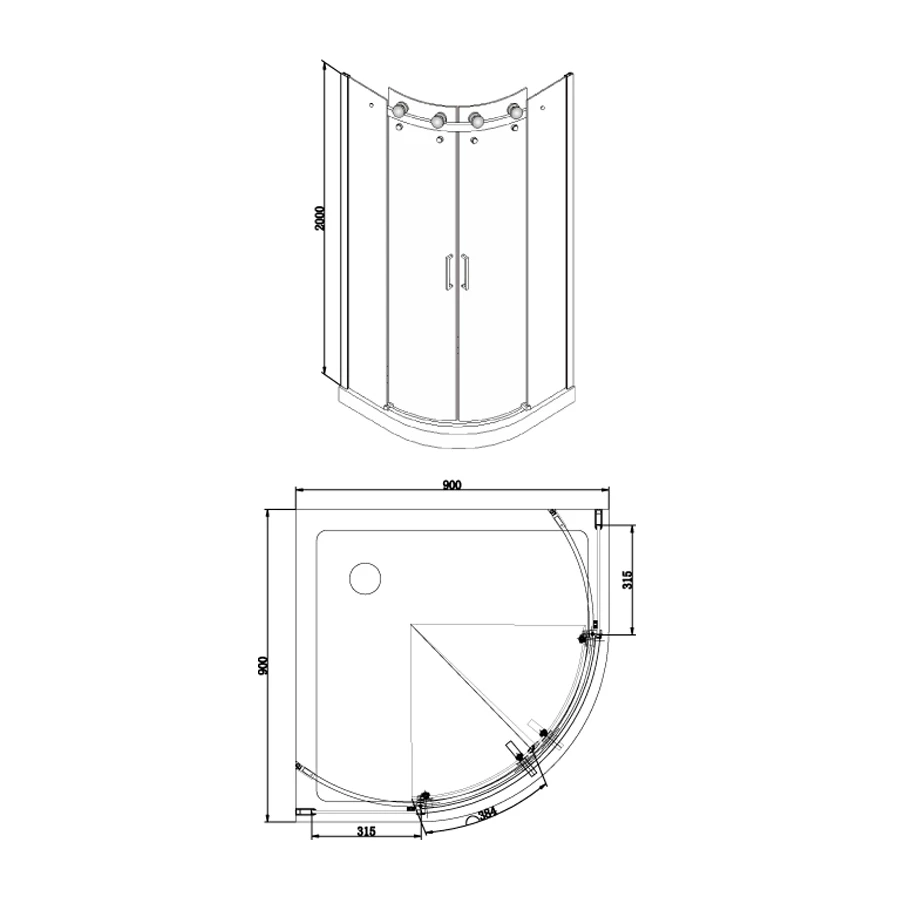 Душевое ограждение Azario Ottawa без поддона прозрачное стекло 8 мм цвет профиля серебро AZ-NKE2142 900 90х90х200 см