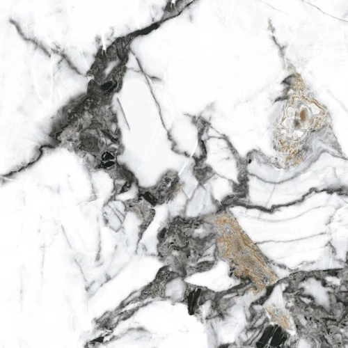 Керамогранит Planet Ceramics UK-888 глянцевый с золотом бело-черный 80х80 см