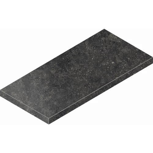 Ступень угловая левая из керамогранита Italon Рум Стоун Блэк / Room Stone Black черная 620070001226 60х33 см