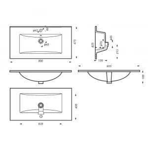 Раковина Sanita luxe Quadro 90 белый QDR90SLWB01
