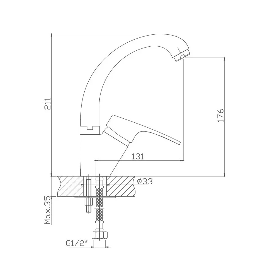 Смеситель для кухни Haiba HB1216