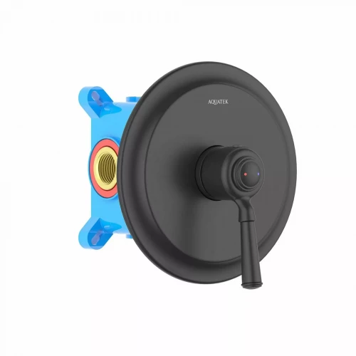 Смеситель Aquatek Классик для душа внешняя и скрытая часть матовый черный AQ1566MB