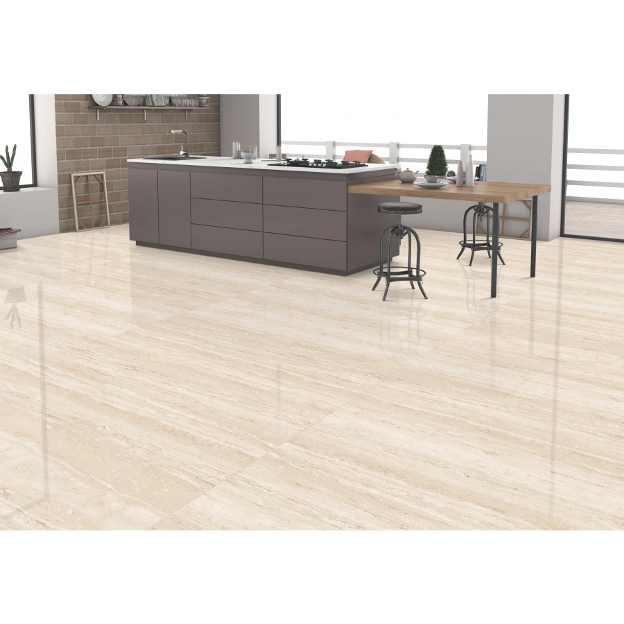 Керамогранит lamore Ceramic Gloss 60х120 Travo Crema глянцевый кремовый 60/120-063 120х60 см