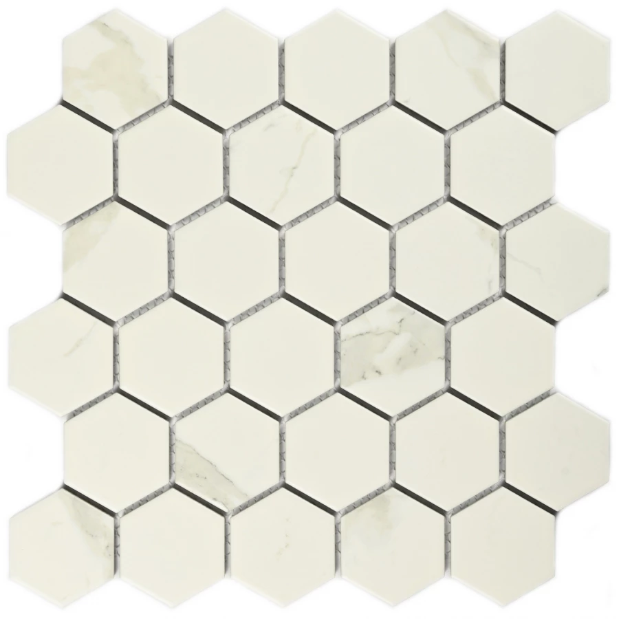 Мозаика Bonaparte Керамическая мозаика Carrara comb 59х51 матовая бело-серая 27,9х26,8 см