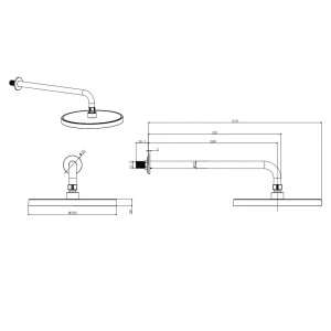 Верхний душ настенный Aquatek матовый черный AQ2080MB 260 мм