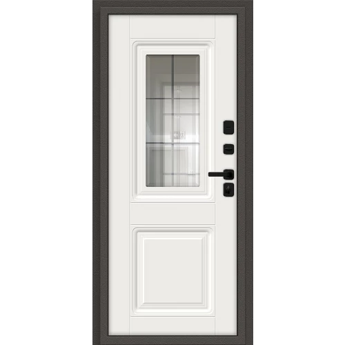 Входная дверь Bravo Шелтер СДР/SBlack 205x86 Старк шоколад/White Sand левое открывание