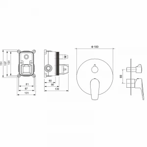 Смеситель Aquatek Бетта для ванны 2 режима внешняя и скрытая часть хром AQ1146CR