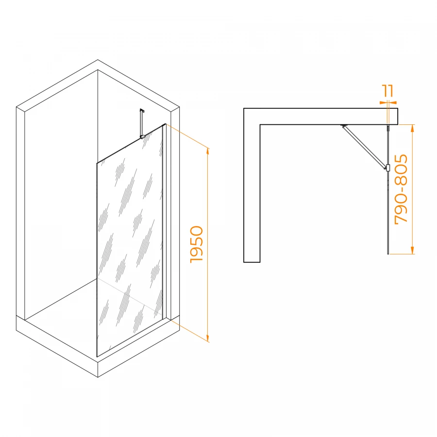 Душевая перегородка RGW WA-102 Тонированное Серое 351010208-31 80 см