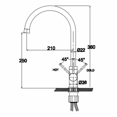 Смеситель для кухонной мойки Kaiser Merkur 26344 хром