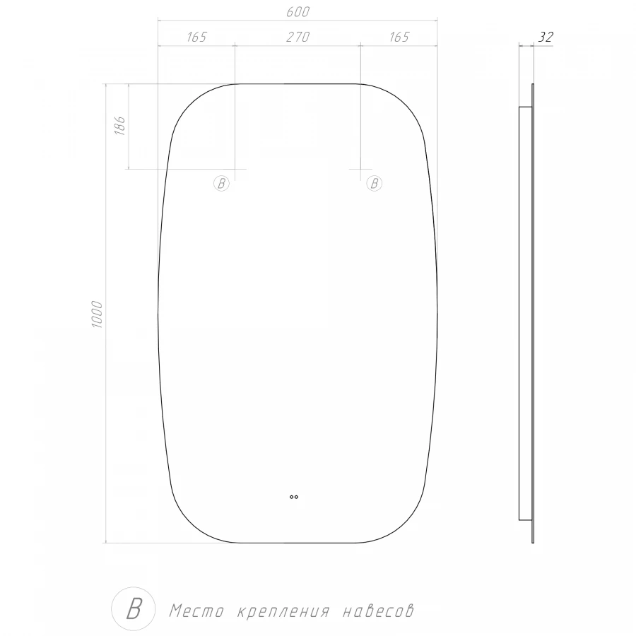 Зеркало Vigo Land Comfort 600 143 60x100 см