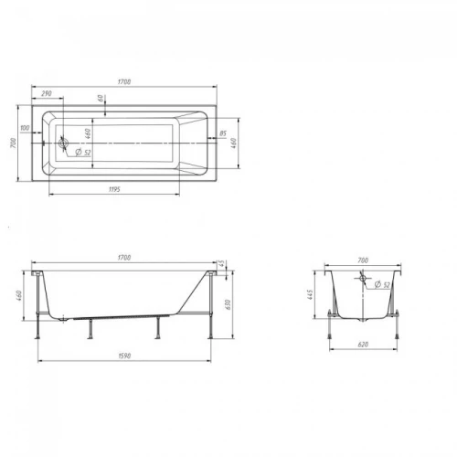 Акриловая ванна Roca Leon прямоугольная белый 248658000 1700x700 мм