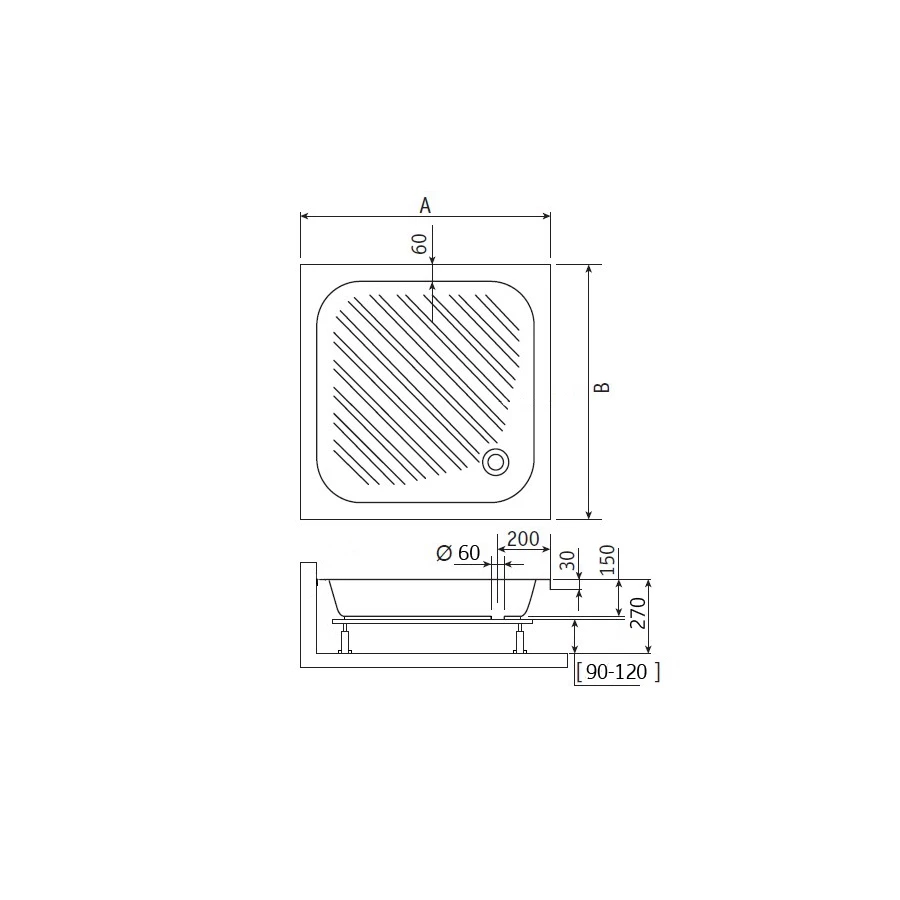 Душевой поддон квадратный RGW B/CL-S 16180188-51 80х80 см