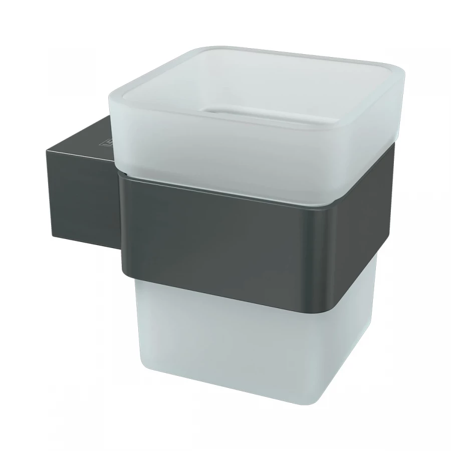 Стакан для зубных щёток Lemark Smooth Line с держателем графит 9736015