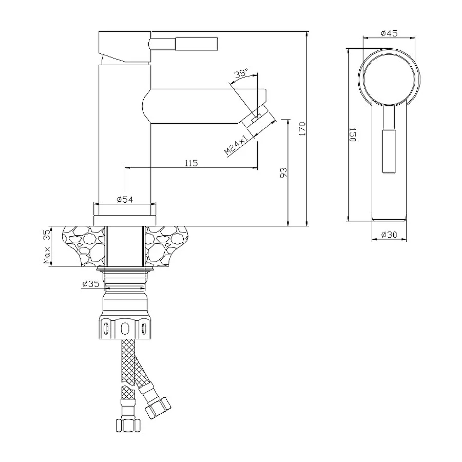 Смеситель Olive`s для раковины нержавеющая сталь Balear 13100BL