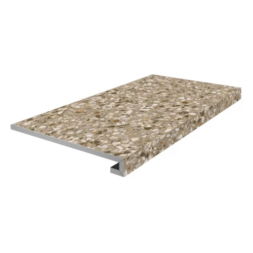 Ступень фронтальная клееная Kerama Marazzi Бричиола матовая обрезная бежевая KM6060G0041RGCF 60х33 см