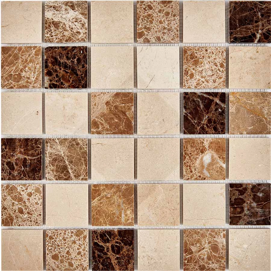 Мозаика Pixel mosaic Мрамор Emperador Dark light Crema Nova чип 48x48 мм сетка Полированная Pix 270 30,5х30,5 см